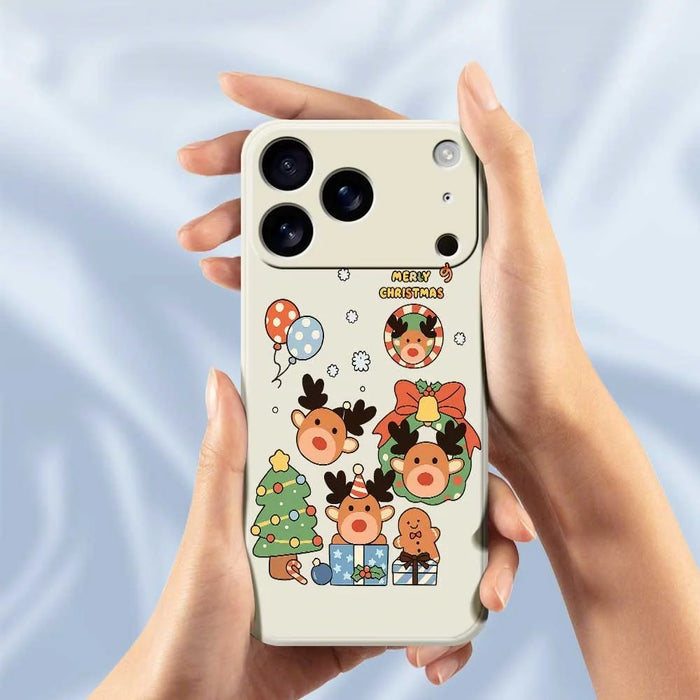 For iPhone 18 Pro Max / 17 Pro Max Case Christmas Gift Deer Pattern Printing Straight Edge TPU Phone Back Cover - Green - 4