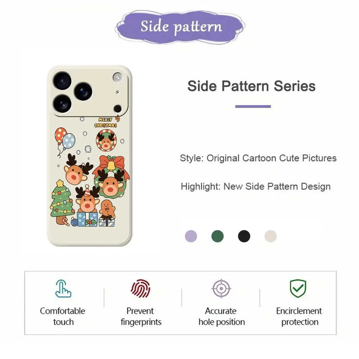 For iPhone 18 Pro Max / 17 Pro Max Case Christmas Gift Deer Pattern Printing Straight Edge TPU Phone Back Cover - Green - 7