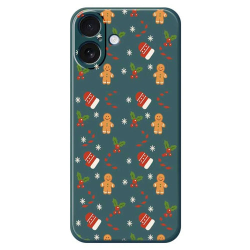 For iPhone 17 Case Gingerbread Gloves Pattern Printing Straight Edge TPU Phone Back Cover - Green - 1