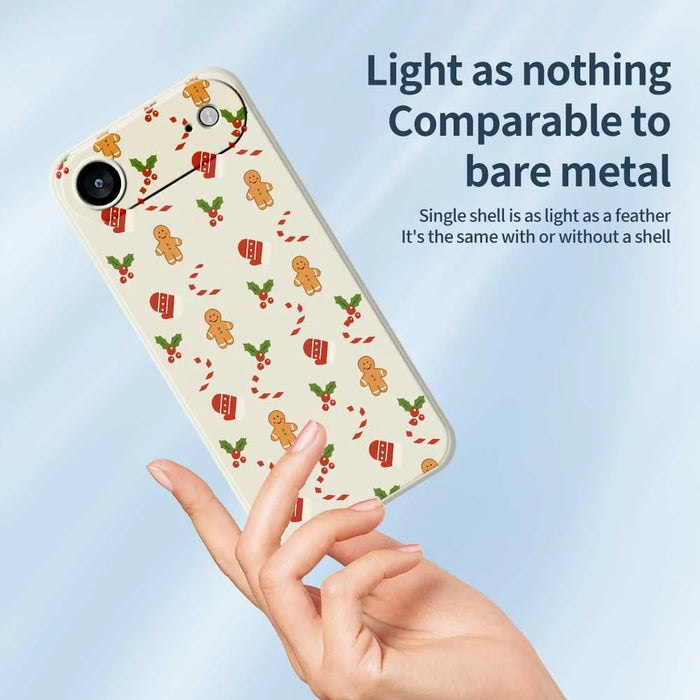 For iPhone Air Case Gingerbread Gloves Pattern Printing Straight Edge TPU Phone Back Cover - Beige - 3