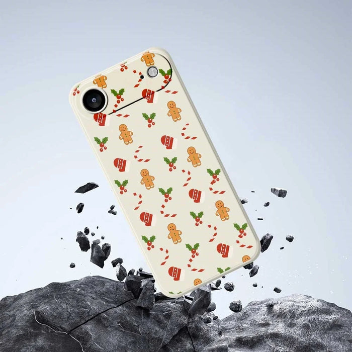 For iPhone Air Case Gingerbread Gloves Pattern Printing Straight Edge TPU Phone Back Cover - Beige - 6