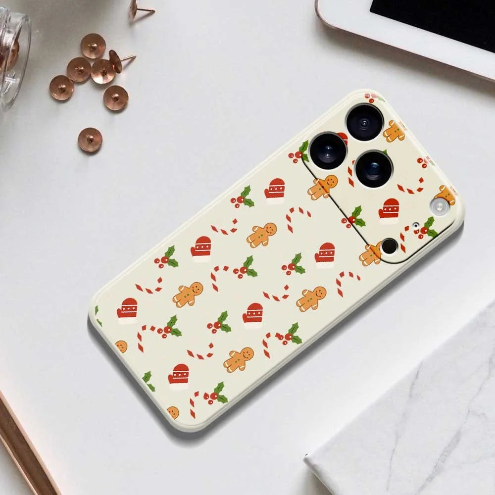 For iPhone 18 Pro Max / 17 Pro Max Case Gingerbread Gloves Pattern Printing Straight Edge TPU Phone Back Cover - Beige - 6