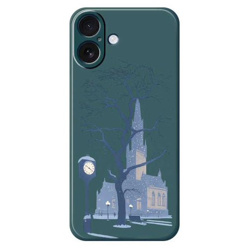 For iPhone 17 Case Street Outside The Castle Pattern Printing Straight Edge TPU Phone Back Cover - Green - 1