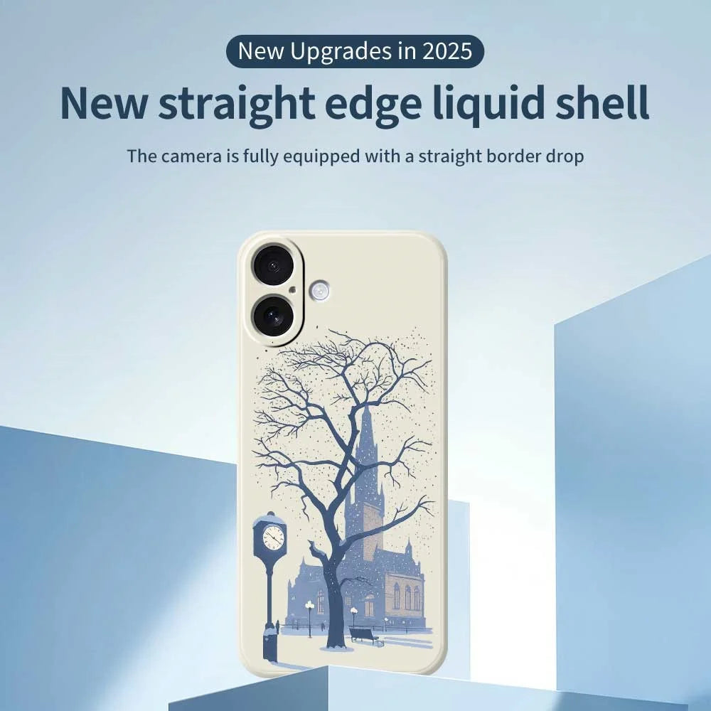 For iPhone 17 Case Street Outside The Castle Pattern Printing Straight Edge TPU Phone Back Cover - Green - 2