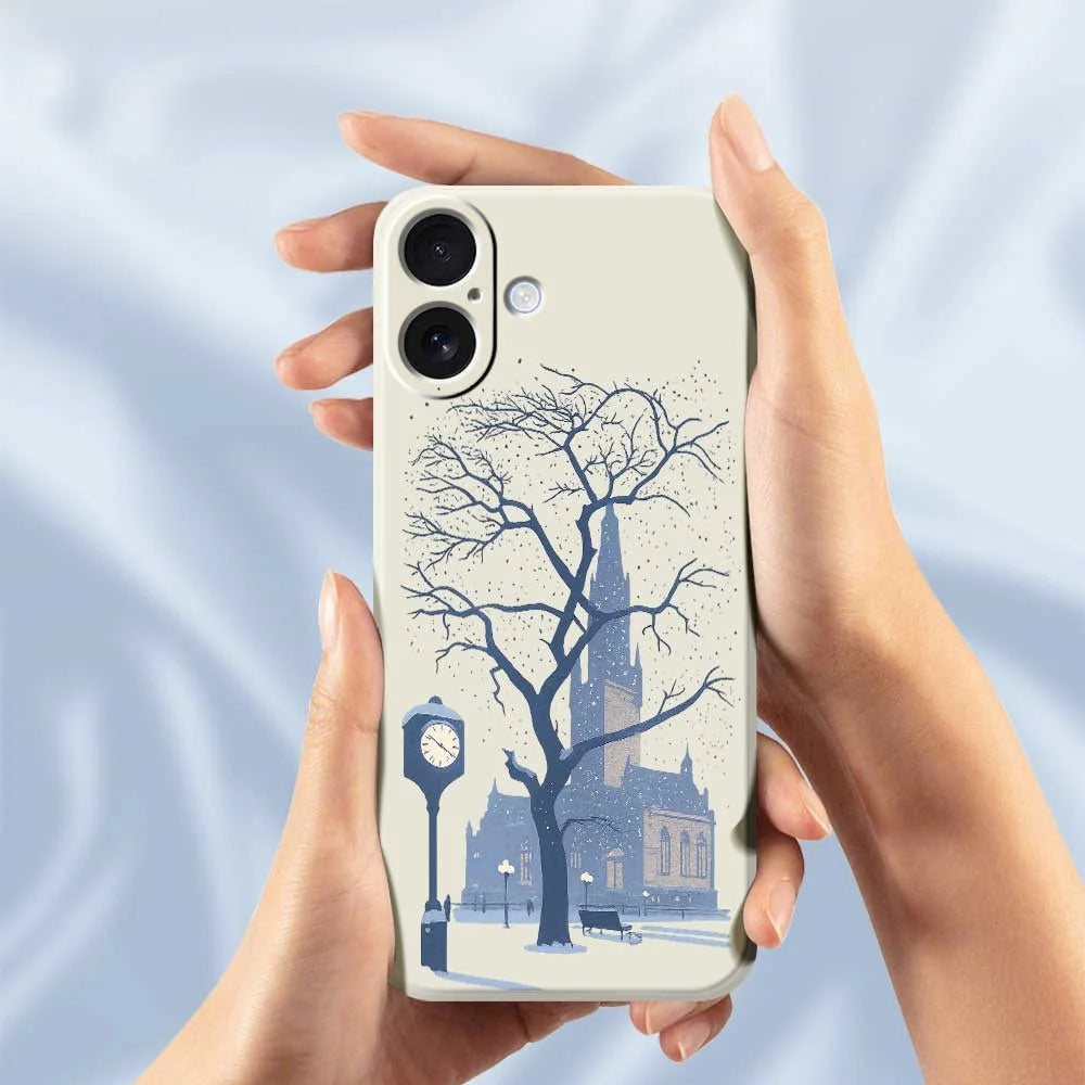 For iPhone 17 Case Street Outside The Castle Pattern Printing Straight Edge TPU Phone Back Cover - Green - 4