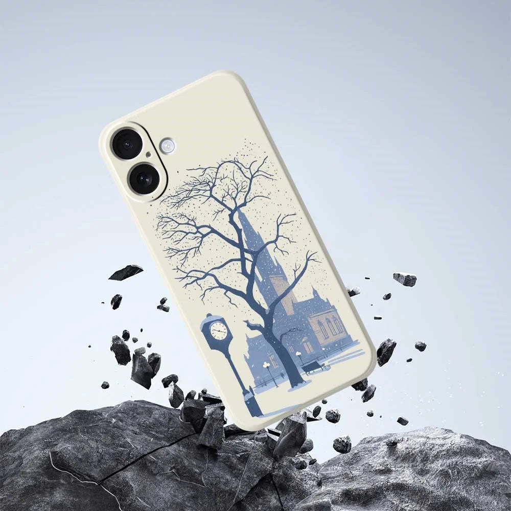 For iPhone 17 Case Street Outside The Castle Pattern Printing Straight Edge TPU Phone Back Cover - Green - 5