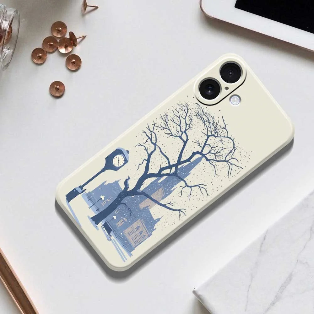 For iPhone 17 Case Street Outside The Castle Pattern Printing Straight Edge TPU Phone Back Cover - Green - 6