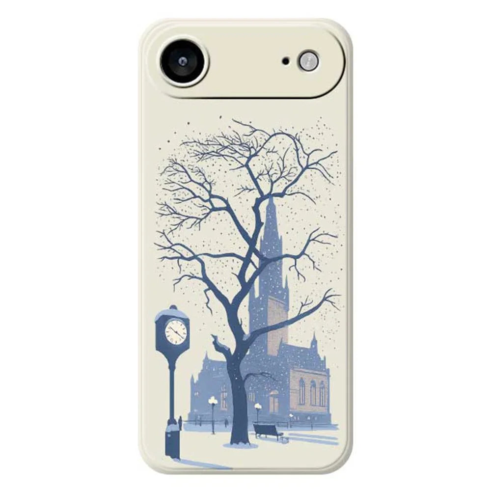 For iPhone Air Case Street Outside The Castle Pattern Printing Straight Edge TPU Phone Back Cover - Beige - 1