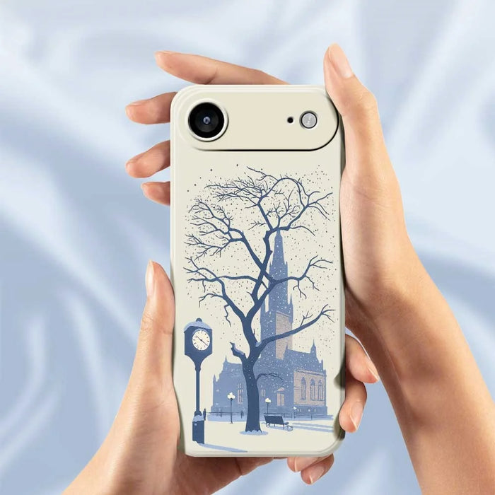For iPhone Air Case Street Outside The Castle Pattern Printing Straight Edge TPU Phone Back Cover - Beige - 5