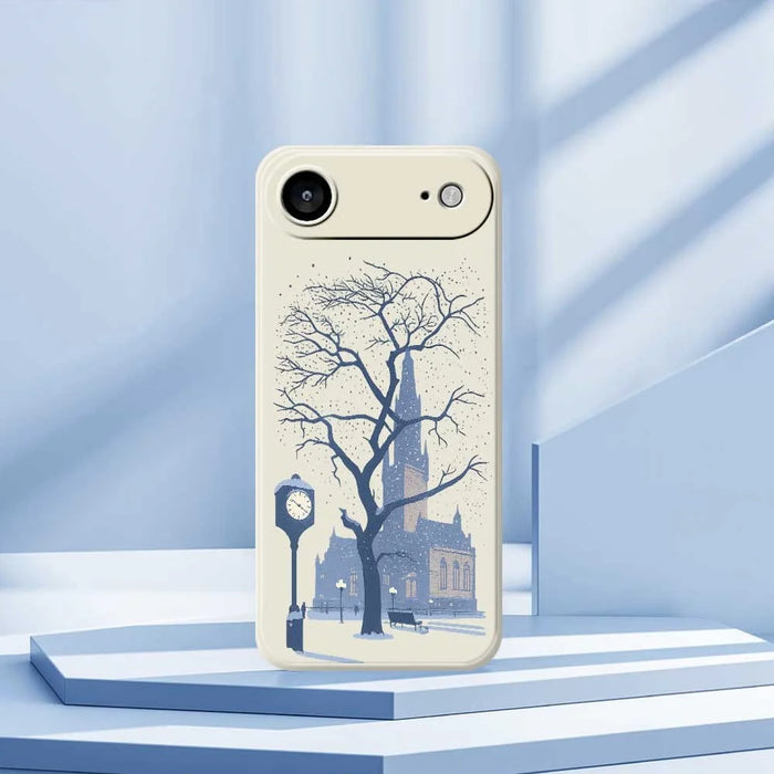 For iPhone Air Case Street Outside The Castle Pattern Printing Straight Edge TPU Phone Back Cover - Beige - 7