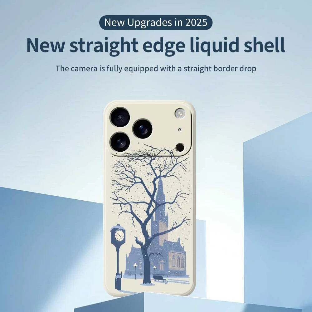 For iPhone 18 Pro Max / 17 Pro Max Case Street Outside The Castle Pattern Printing Straight Edge TPU Phone Back Cover - Beige - 2