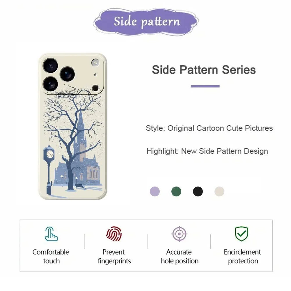For iPhone 18 Pro Max / 17 Pro Max Case Street Outside The Castle Pattern Printing Straight Edge TPU Phone Back Cover - Beige - 7