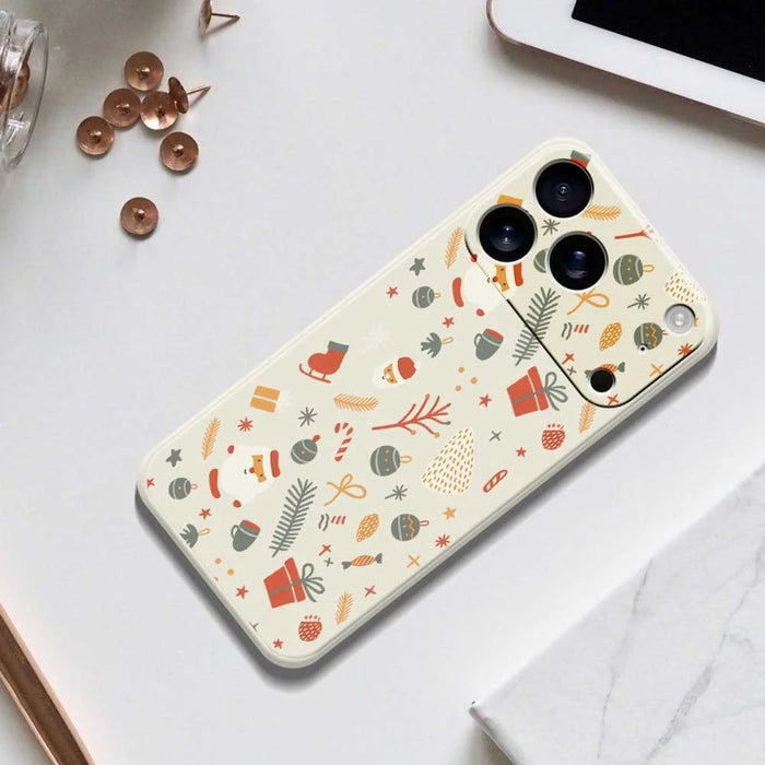 For iPhone 18 Pro Max / 17 Pro Max Case Candy Gifts Pattern Printing Straight Edge TPU Phone Back Cover - Beige - 6
