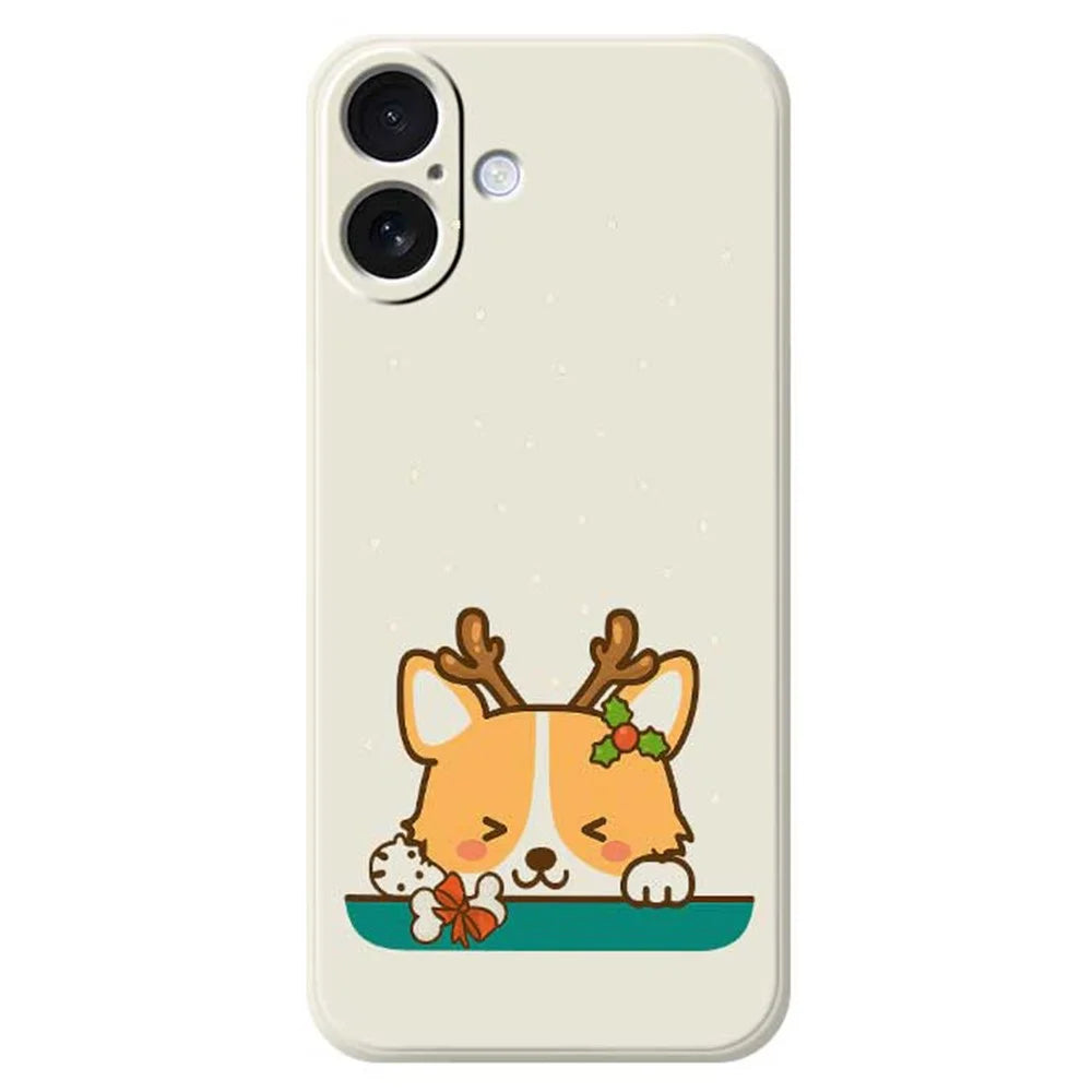 For iPhone 17 Case Cute Deer Pattern Printing Straight Edge TPU Phone Back Cover - Beige - 1