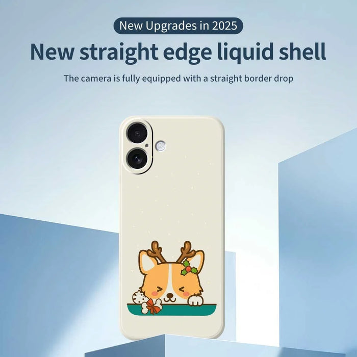 For iPhone 17 Case Cute Deer Pattern Printing Straight Edge TPU Phone Back Cover - Beige - 2