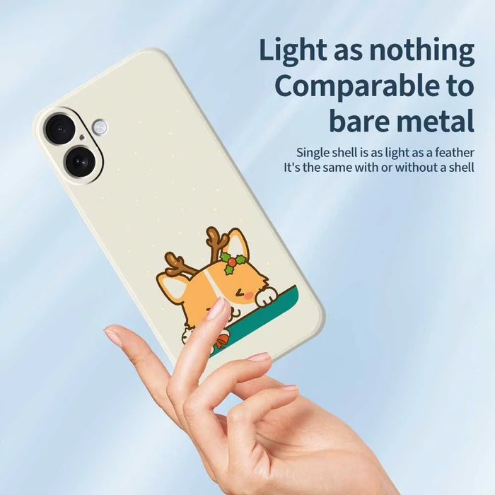 For iPhone 17 Case Cute Deer Pattern Printing Straight Edge TPU Phone Back Cover - Beige - 3