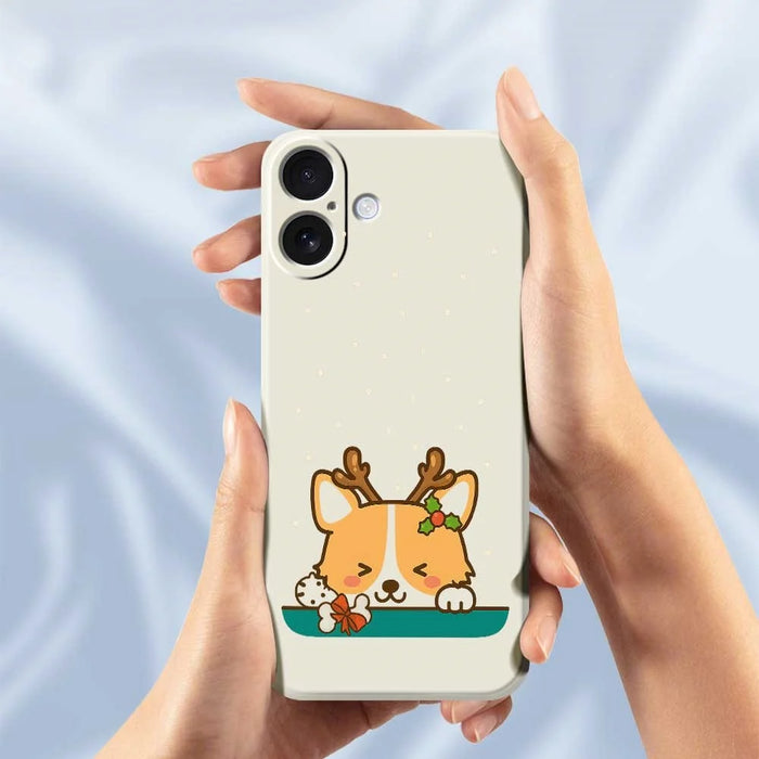 For iPhone 17 Case Cute Deer Pattern Printing Straight Edge TPU Phone Back Cover - Beige - 4