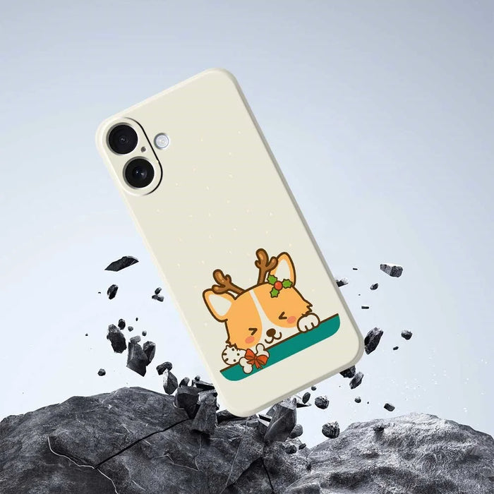 For iPhone 17 Case Cute Deer Pattern Printing Straight Edge TPU Phone Back Cover - Beige - 5