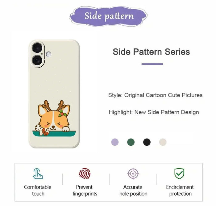 For iPhone 17 Case Cute Deer Pattern Printing Straight Edge TPU Phone Back Cover - Beige - 7