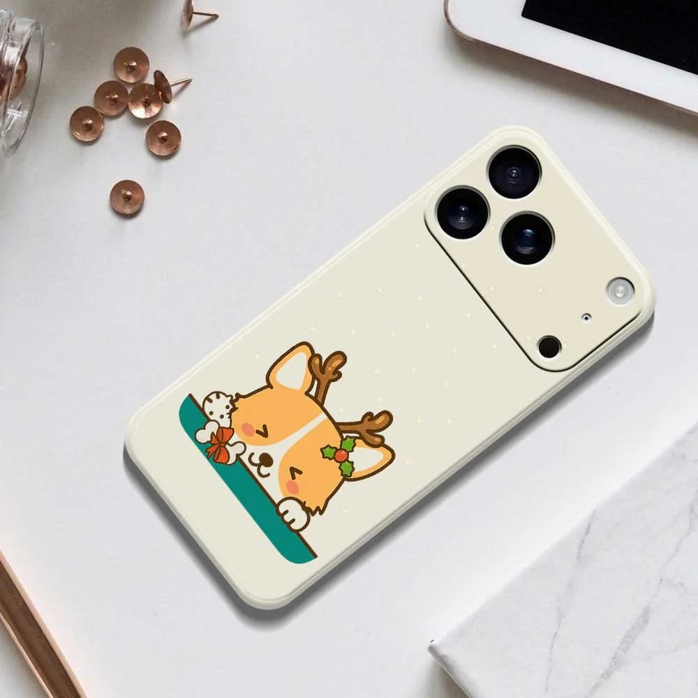 For iPhone 18 Pro / 17 Pro Case Cute Deer Pattern Printing Straight Edge TPU Phone Back Cover - Beige - 5