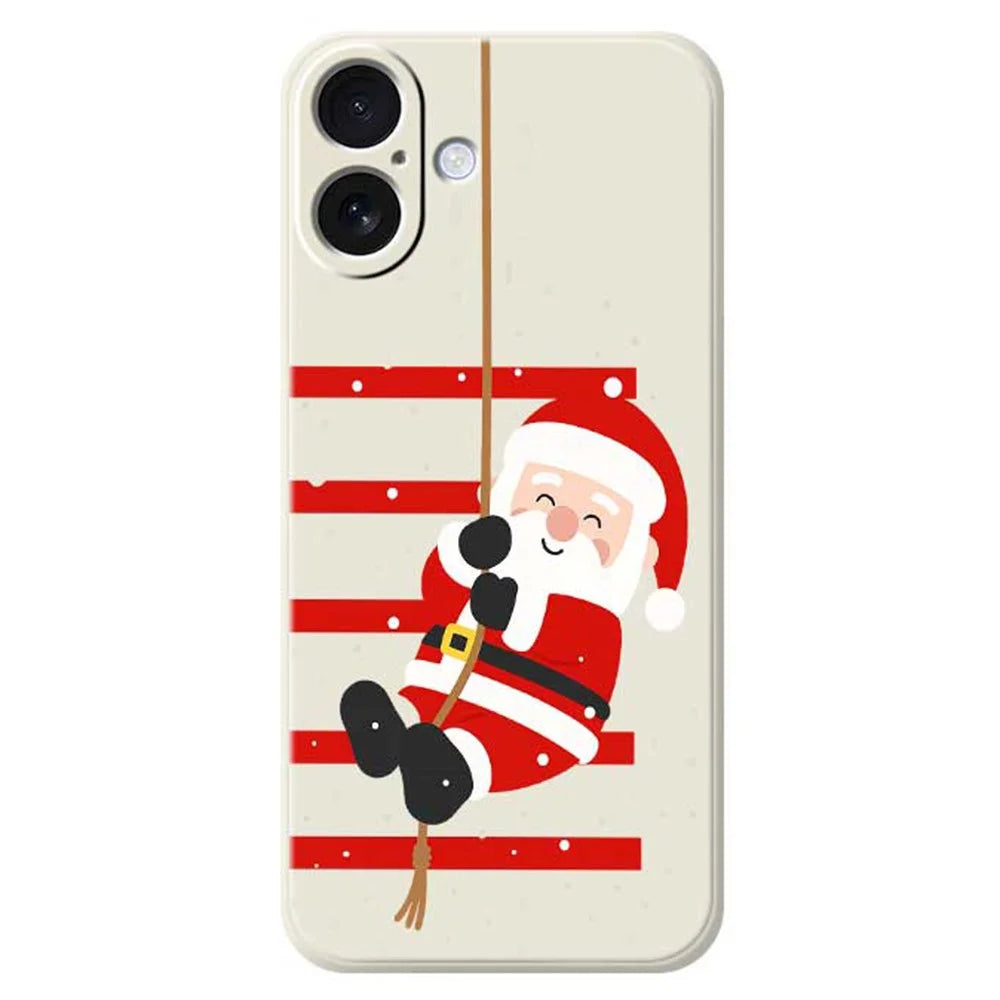 For iPhone 17 Case Santa Claus Pattern Printing Straight Edge TPU Phone Back Cover - Beige - 1