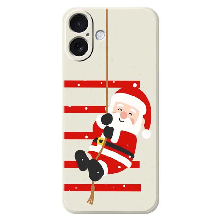 For iPhone 17 Case Santa Claus Pattern Printing Straight Edge TPU Phone Back Cover - Beige - 1