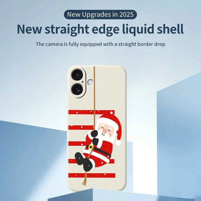 For iPhone 17 Case Santa Claus Pattern Printing Straight Edge TPU Phone Back Cover - Beige - 2