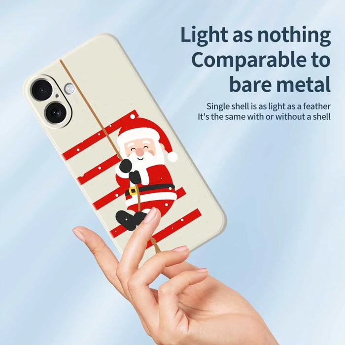 For iPhone 17 Case Santa Claus Pattern Printing Straight Edge TPU Phone Back Cover - Beige - 3
