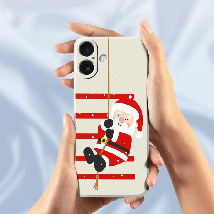 For iPhone 17 Case Santa Claus Pattern Printing Straight Edge TPU Phone Back Cover - Beige - 4