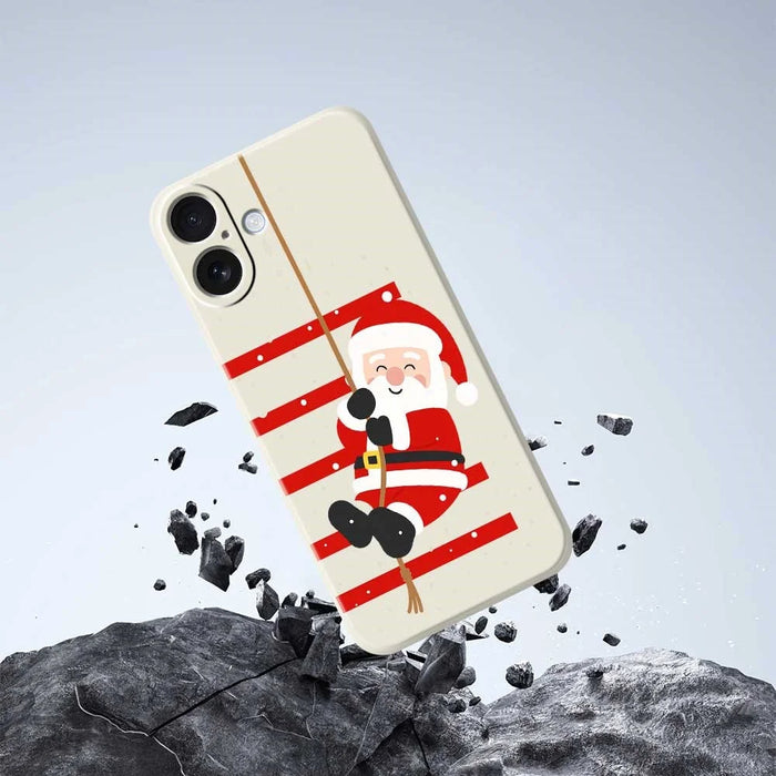 For iPhone 17 Case Santa Claus Pattern Printing Straight Edge TPU Phone Back Cover - Beige - 5