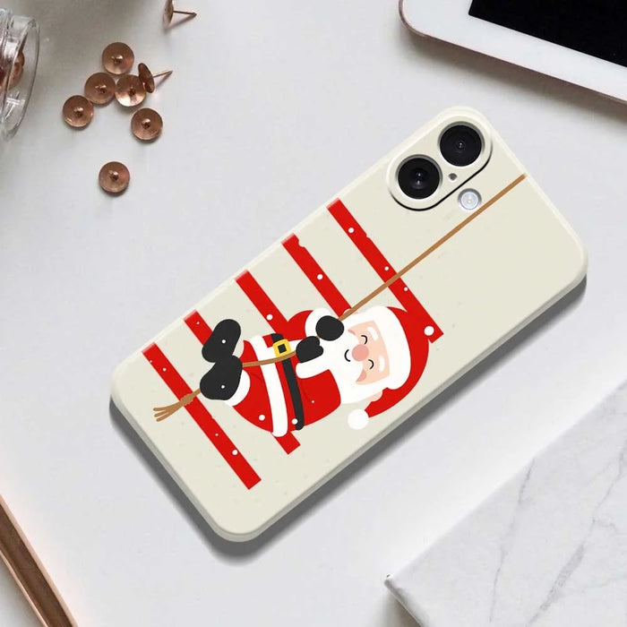 For iPhone 17 Case Santa Claus Pattern Printing Straight Edge TPU Phone Back Cover - Beige - 6