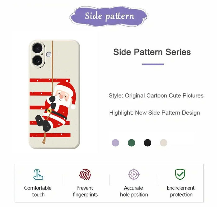 For iPhone 17 Case Santa Claus Pattern Printing Straight Edge TPU Phone Back Cover - Beige - 7
