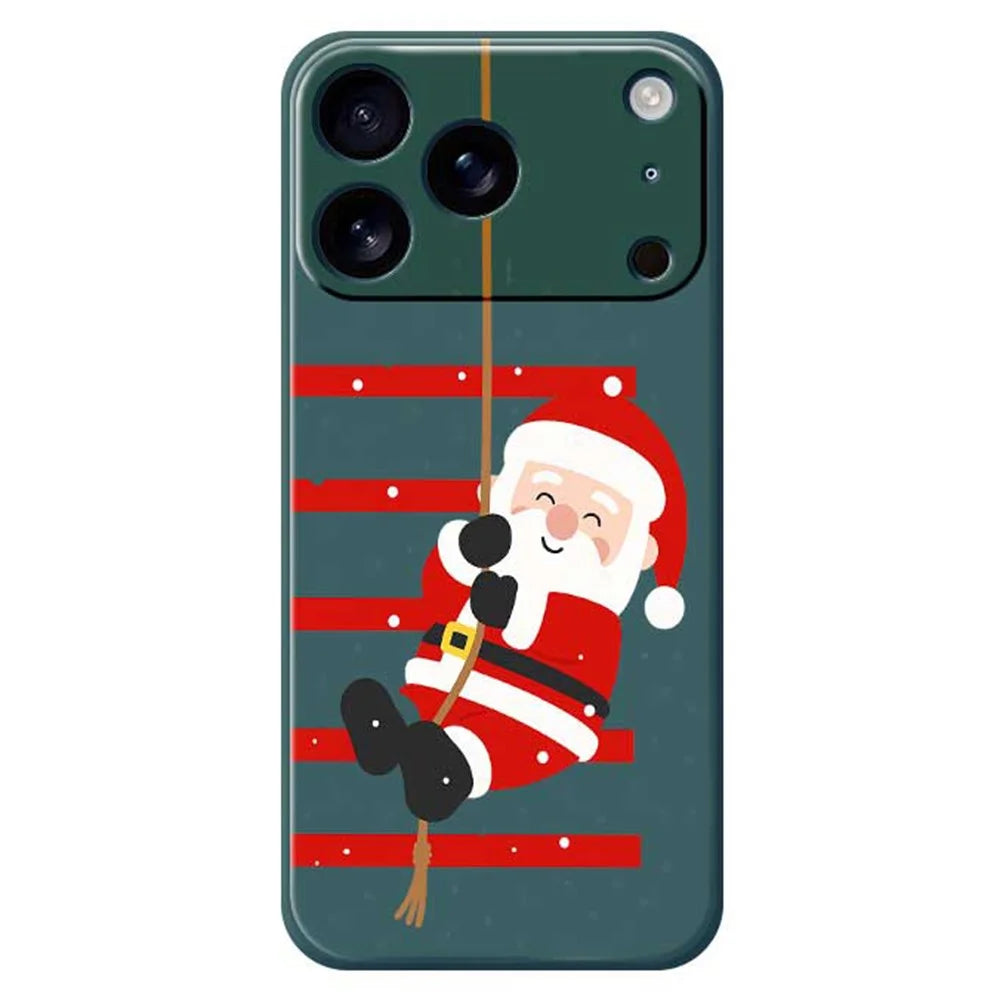 For iPhone 18 Pro / 17 Pro Case Santa Claus Pattern Printing Straight Edge TPU Phone Back Cover - Green - 1