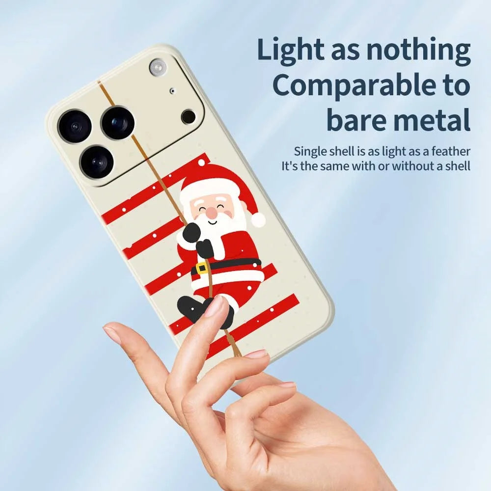 For iPhone 18 Pro / 17 Pro Case Santa Claus Pattern Printing Straight Edge TPU Phone Back Cover - Green - 3