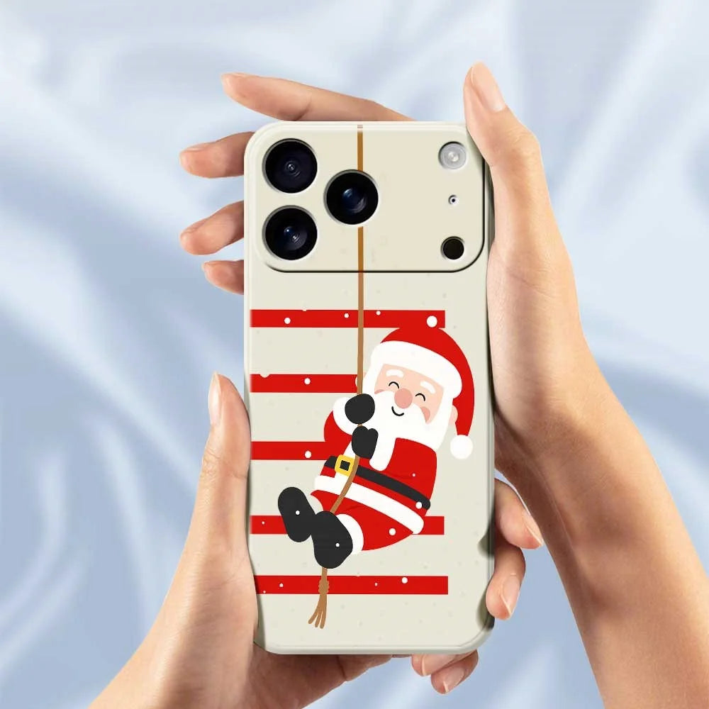 For iPhone 18 Pro / 17 Pro Case Santa Claus Pattern Printing Straight Edge TPU Phone Back Cover - Green - 4