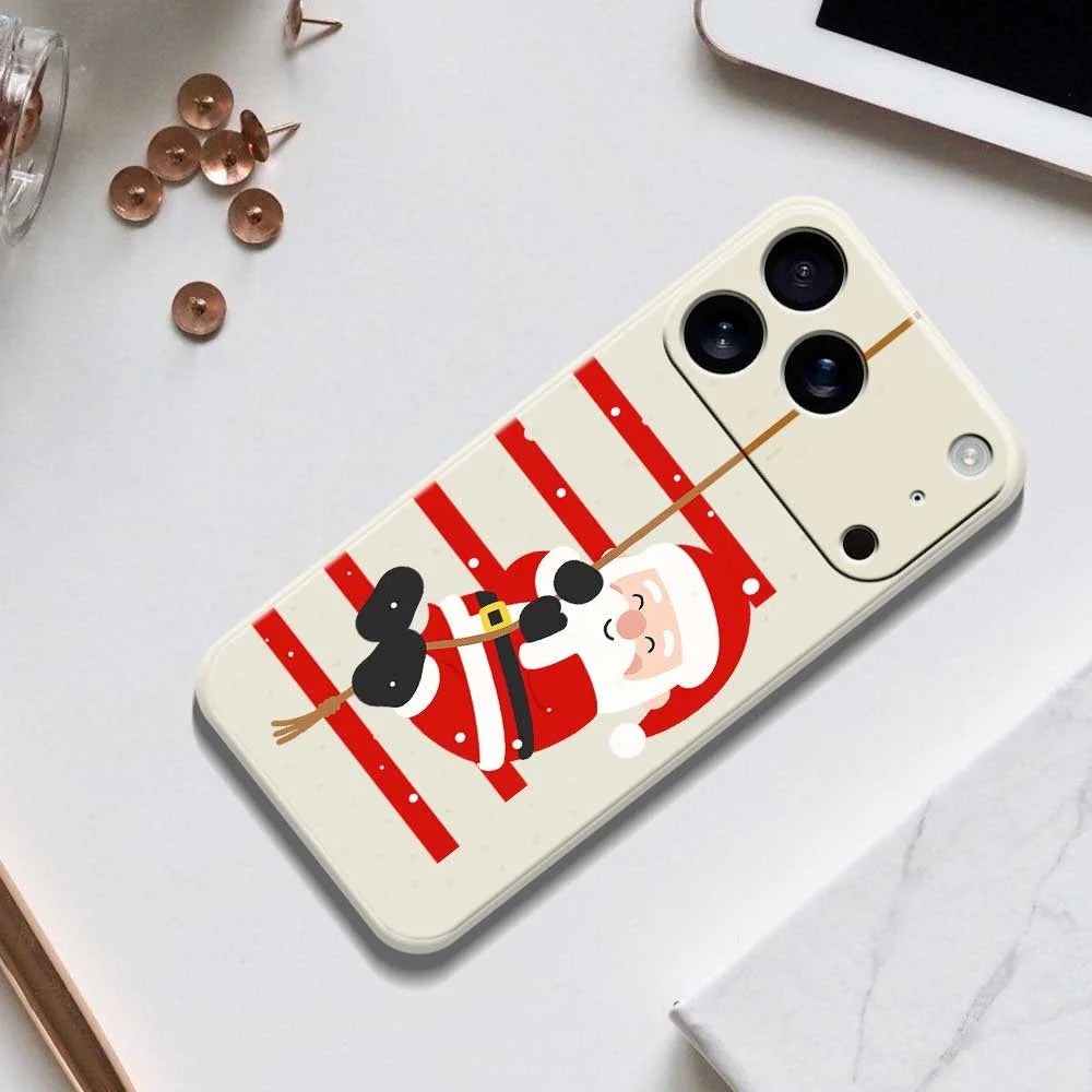 For iPhone 18 Pro / 17 Pro Case Santa Claus Pattern Printing Straight Edge TPU Phone Back Cover - Green - 6