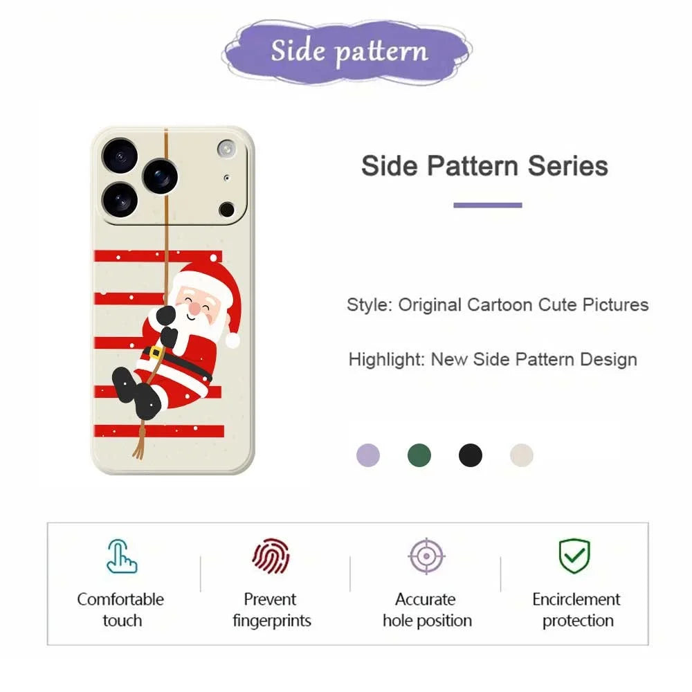 For iPhone 18 Pro / 17 Pro Case Santa Claus Pattern Printing Straight Edge TPU Phone Back Cover - Green - 7