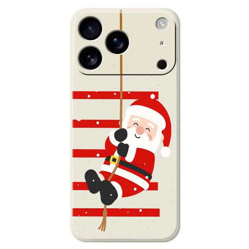 For iPhone 18 Pro Max / 17 Pro Max Case Santa Claus Pattern Printing Straight Edge TPU Phone Back Cover - Beige - 1