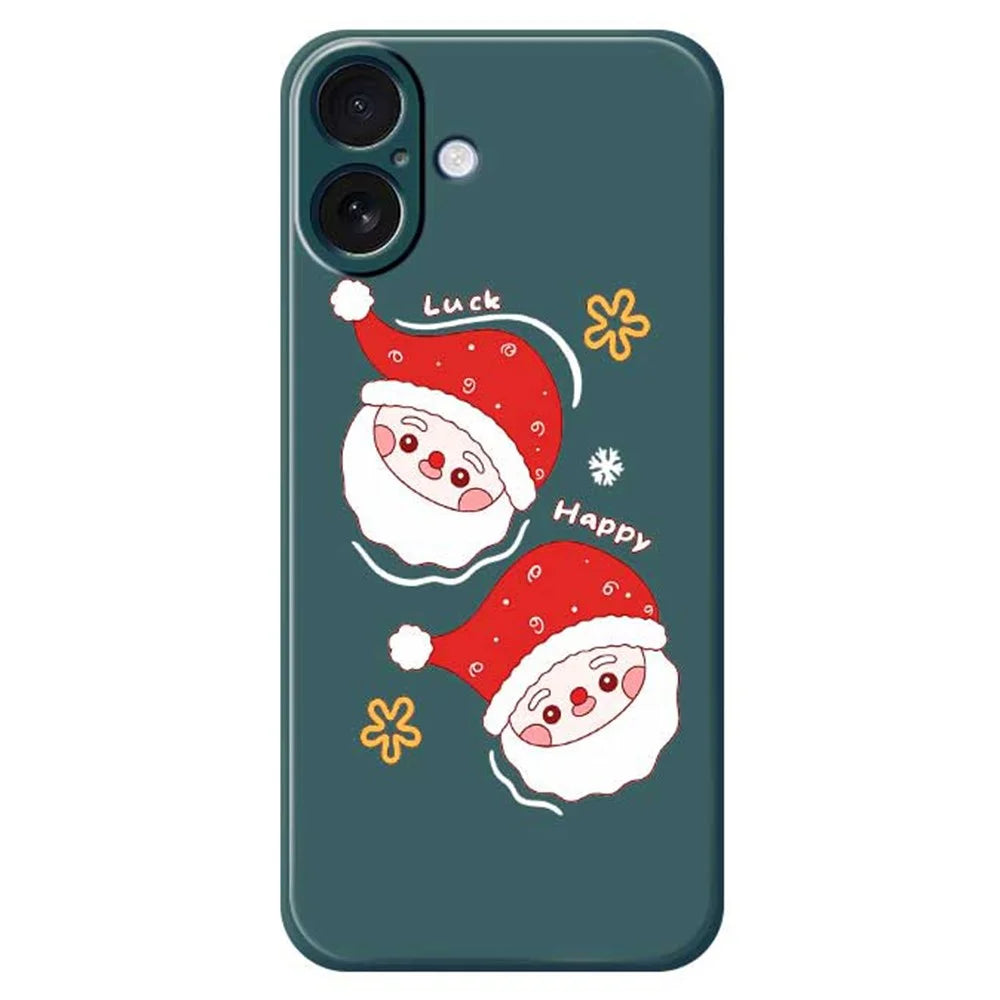 For iPhone 17 Case Cute Santa Claus Pattern Printing Straight Edge TPU Phone Back Cover - Green - 1