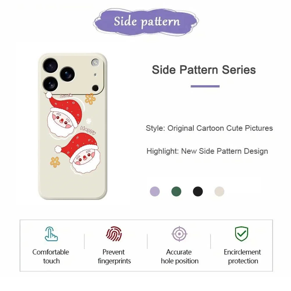 For iPhone 18 Pro / 17 Pro Case Cute Santa Claus Pattern Printing Straight Edge TPU Phone Back Cover - Green - 7