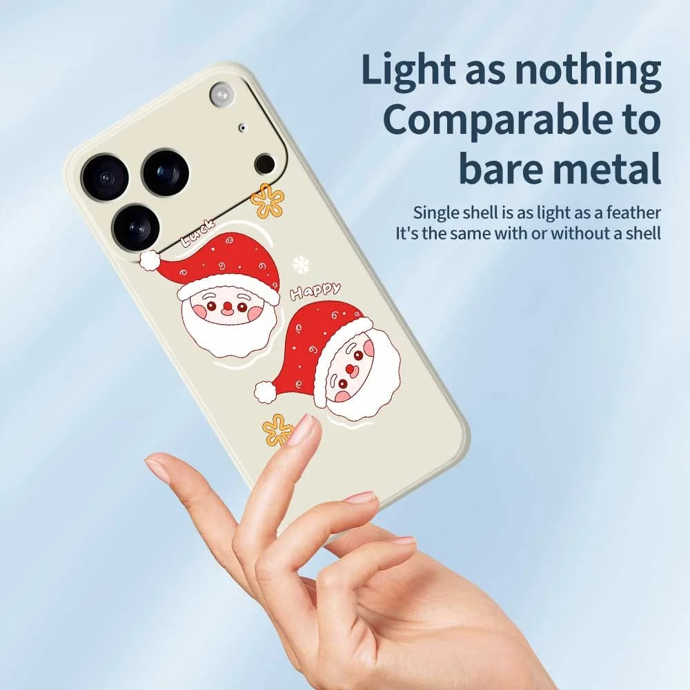 For iPhone 18 Pro Max / 17 Pro Max Case Cute Santa Claus Pattern Printing Straight Edge TPU Phone Back Cover - Beige - 3