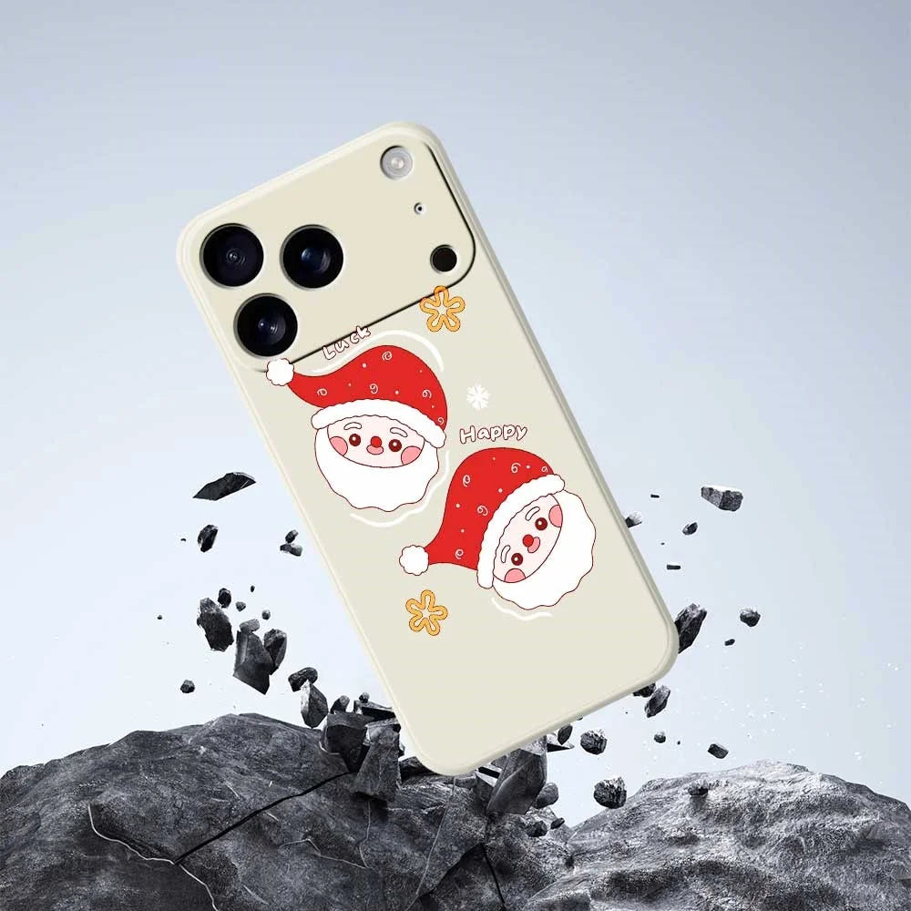 For iPhone 18 Pro Max / 17 Pro Max Case Cute Santa Claus Pattern Printing Straight Edge TPU Phone Back Cover - Beige - 5