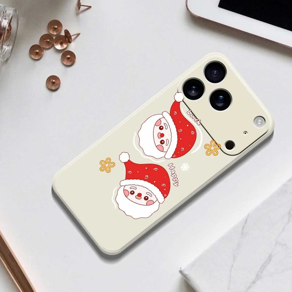 For iPhone 18 Pro Max / 17 Pro Max Case Cute Santa Claus Pattern Printing Straight Edge TPU Phone Back Cover - Beige - 6