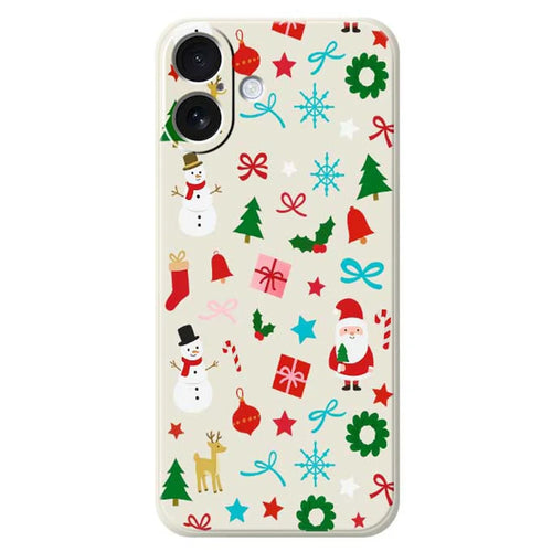 For iPhone 17 Case Christmas Decorations Pattern Printing Straight Edge TPU Phone Back Cover - Beige - 1
