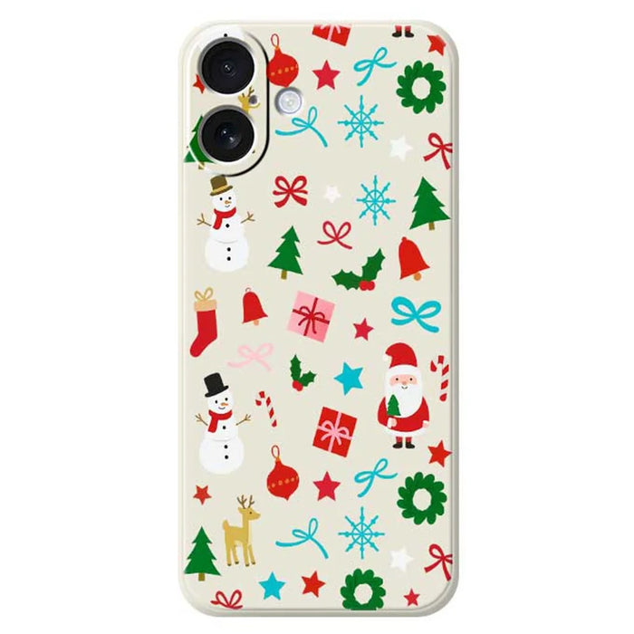 For iPhone 17 Case Christmas Decorations Pattern Printing Straight Edge TPU Phone Back Cover - Beige - 1