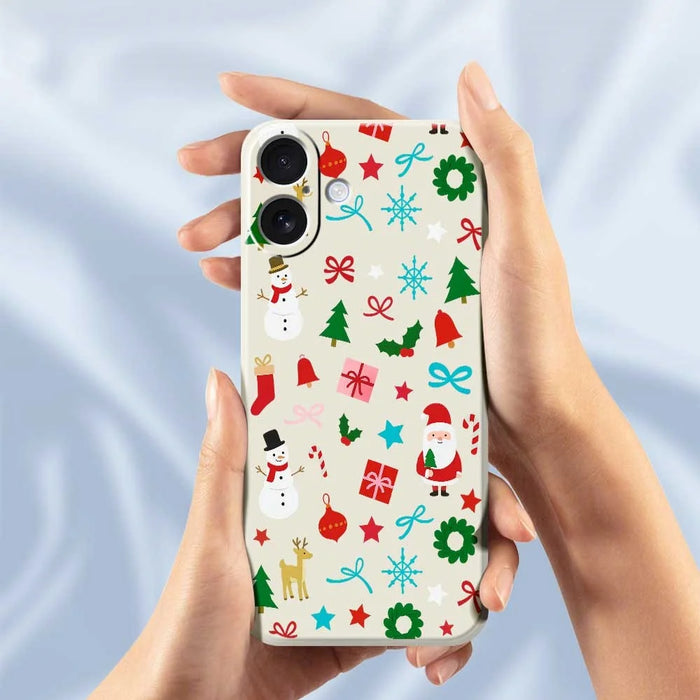 For iPhone 17 Case Christmas Decorations Pattern Printing Straight Edge TPU Phone Back Cover - Beige - 4