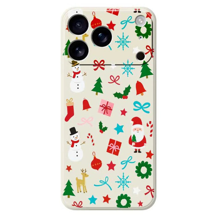 For iPhone 18 Pro Max / 17 Pro Max Case Christmas Decorations Pattern Printing Straight Edge TPU Phone Back Cover - Beige - 1