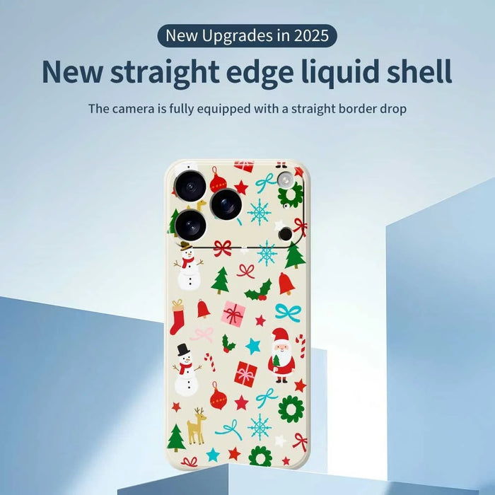 For iPhone 18 Pro Max / 17 Pro Max Case Christmas Decorations Pattern Printing Straight Edge TPU Phone Back Cover - Beige - 2
