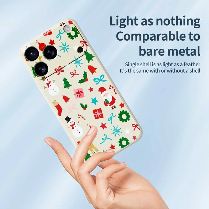 For iPhone 18 Pro Max / 17 Pro Max Case Christmas Decorations Pattern Printing Straight Edge TPU Phone Back Cover - Beige - 3