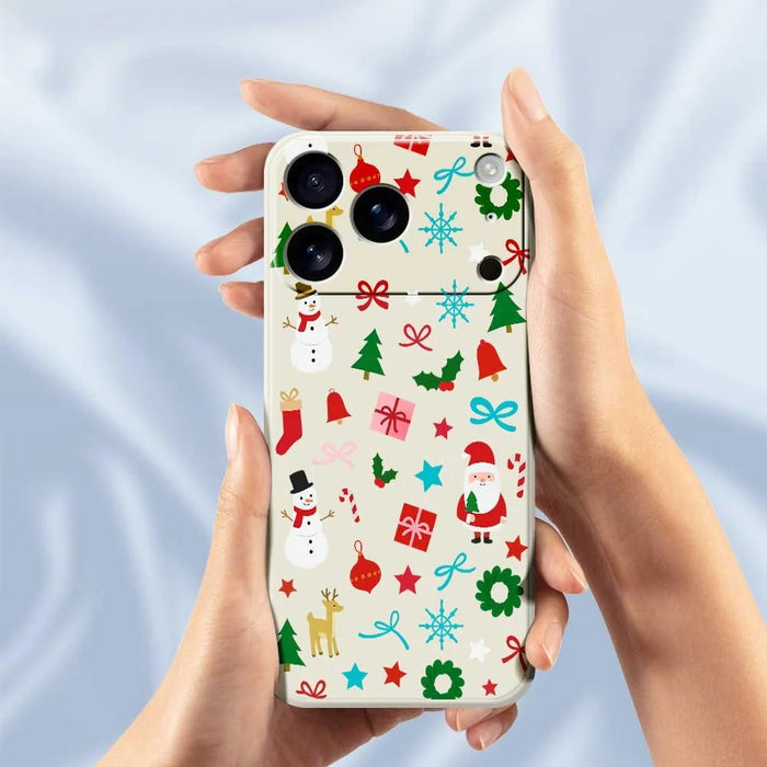 For iPhone 18 Pro Max / 17 Pro Max Case Christmas Decorations Pattern Printing Straight Edge TPU Phone Back Cover - Beige - 4